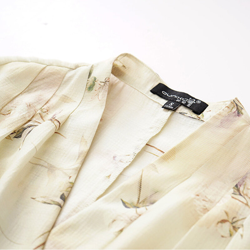 Ounixue-top con estampado floral para mujer, camisa con cuello en V, suave y versátil, con temperamento reductor de edad, SN637, novedad de Primavera de 2024