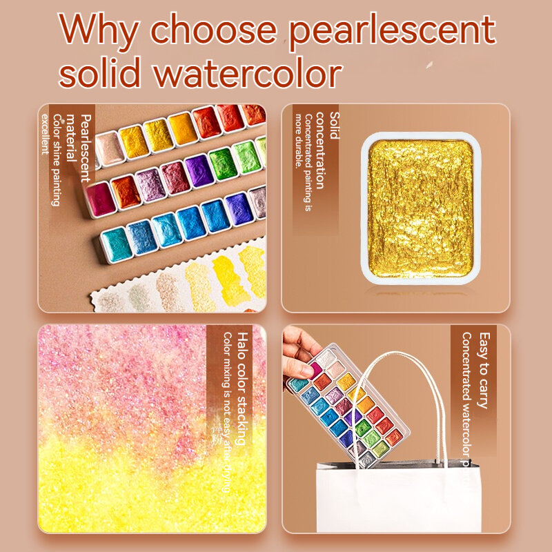 12/20/24/60 Farben Perl glanz feste Aquarell farben Mineral Perle Pigment Set Kunst Metallic Glitter Schule Briefpapier Nagel dec