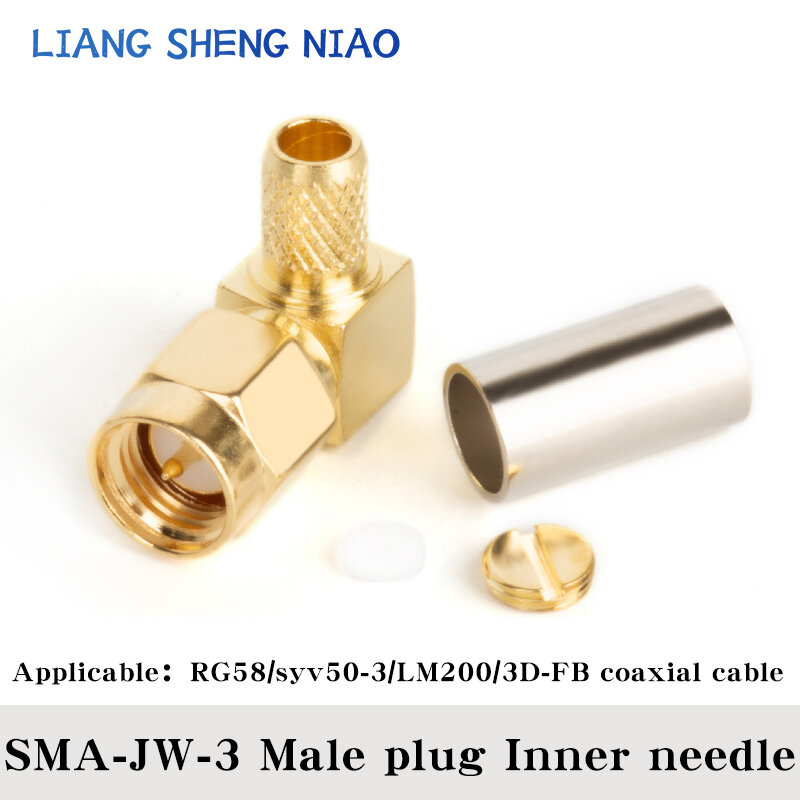 SMA macho conector fêmea, conector coaxial RF, Crimp para RG58, LMR200, SYV50-3 cabo, adaptador banhado a ouro reto, Jack, RP, 10pcs