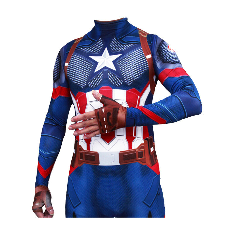 Nieuwe Captain America Jumpsuit Cosplay Kostuum Superheld Volwassen Kids Halloween Carnaval Party Show Bodysuit