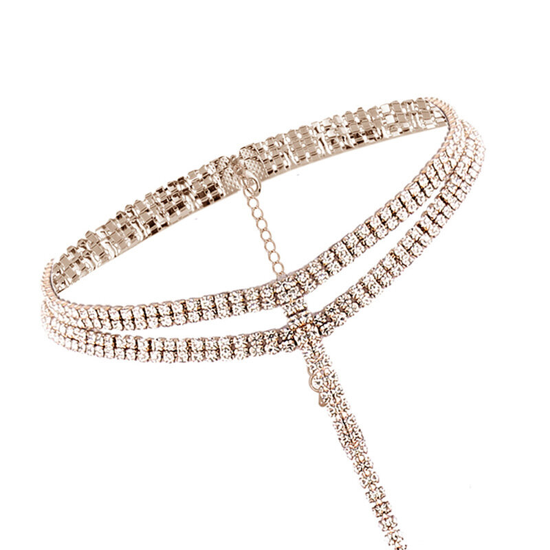 Gargantilla de diamantes de imitación con gemas de cristal para mujer, Gargantilla de lujo, Collar grueso Y, accesorios de joyería, regalos, novedad de 2023