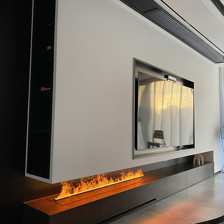 Elétrica embutida LED Water Mist Lareira, 3D Flame, Flame Decorativo, Hotel e Sala de estar, Foshan, 80 em