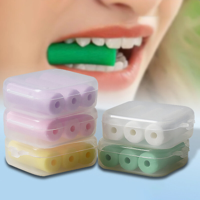 치아 씹기 얼라이너, 치과 교정용 보이지 않는 리테이너 시터 치아 얼라이너, 씹는 실리콘 스틱, 완벽한 과일, 3 개