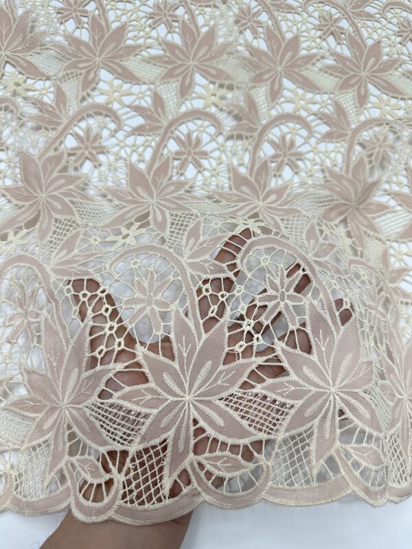 Laser Embroidered Lace 2024 New High Quality, High Density, and Beautiful Pattern Selection for Africa and Nigeria   Dress Sew