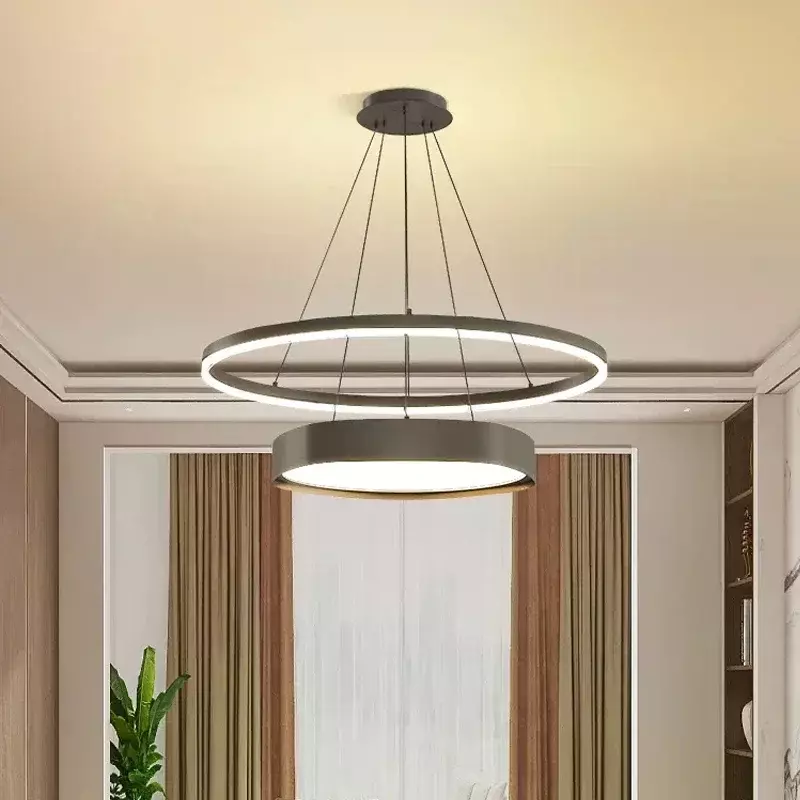 Luzes modernas do pendente do diodo emissor de luz, luminárias internas, candelabro minimalista do teto, sala de estar, sala de jantar, quarto, lâmpadas penduradas