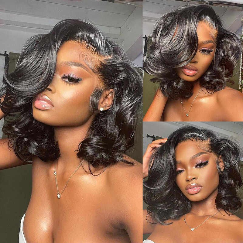 Bob 200 Density Lace Front Wig Human Hair 360 13x4 Lace Frontal Human Hair Wigs For Women Remy Short Body Wave 5x5x1 T Part Wig