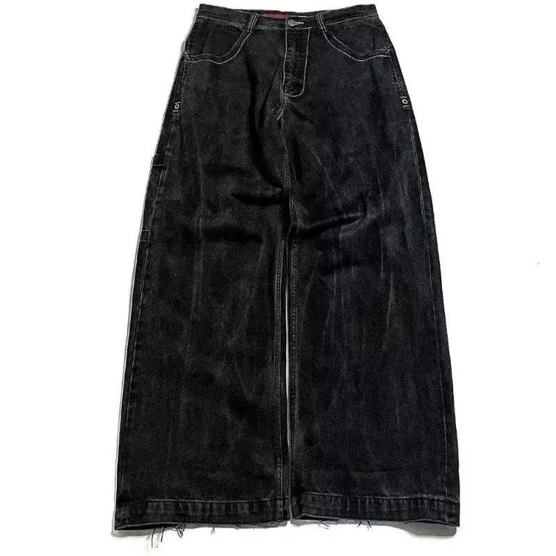 Pantalones vaqueros holgados con bordado de calavera Retro Para hombre y mujer, pantalones góticos de cintura alta, Y2K, Harajuku, 2024