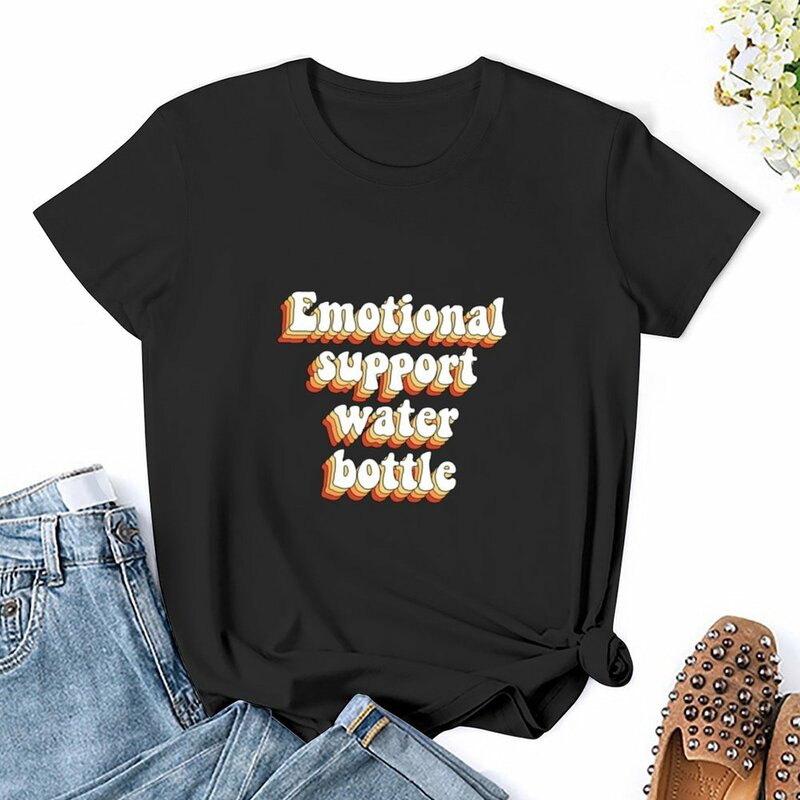Camiseta con botella de agua de apoyo emocional para mujer, moda coreana divertida