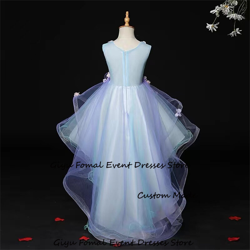 Giyu-Robe de mariée 3D A-Line Followers pour enfants, robes en tulle à col en V, robe formelle d'anniversaire, robes de demoiselle d'honneur