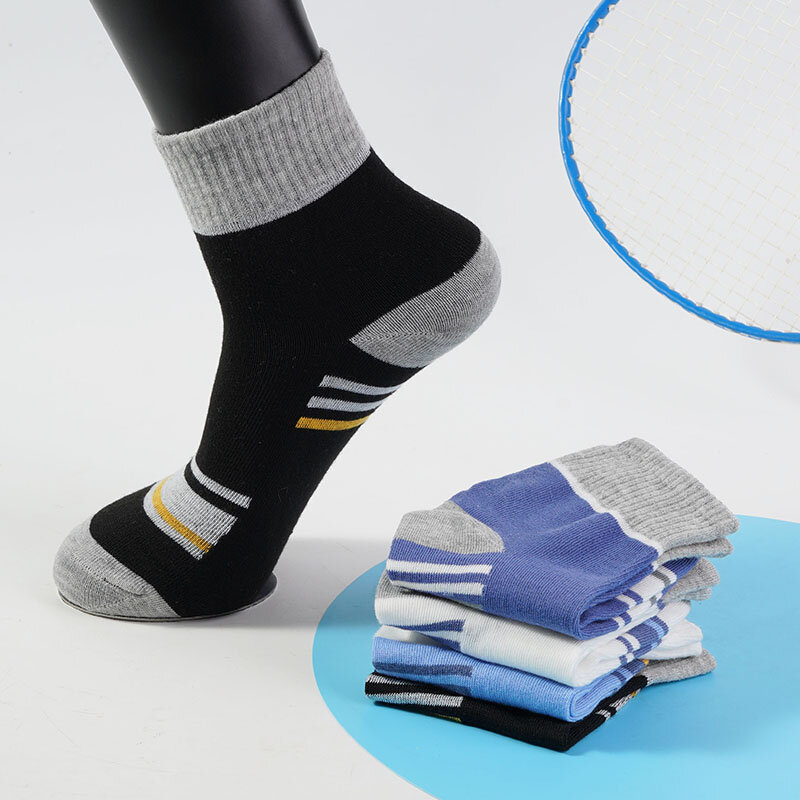 Men's Striped Socks Casual Polyester Cotton Mid Length Comfortable Breathable Shorts Funny Colored Fashion Socks