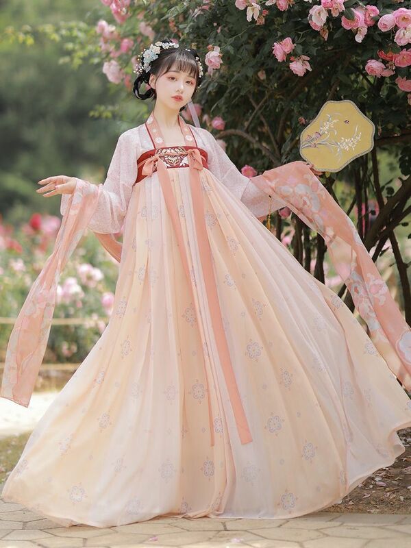 Wiosenna nowa chińskie tradycyjne damska odzież starożytna ludowa wróżka spektakl taneczny kostiumy festiwalowe bajkowa sukienka Hanfu