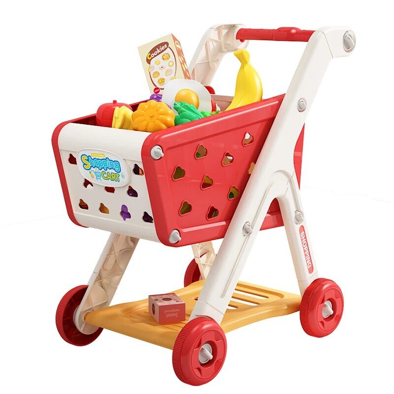 赤ちゃんのためのショッピングカートのおもちゃ,子供のための小さなカート,プレイハウス,フルーツカット,音楽のカット,キッチンスーパーマーケット,男の子と女の子