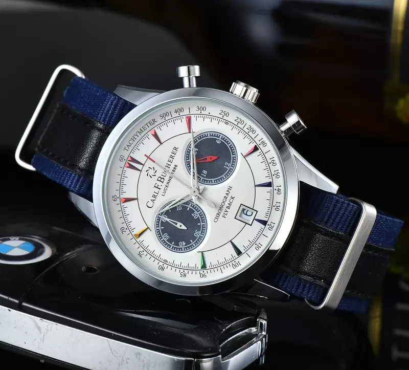 Carl F. Bucherer Watch Limited Edition Maliron Collection Multifunction Chronograph Top Fabric Strap Quartz Watch Reloj Hombre