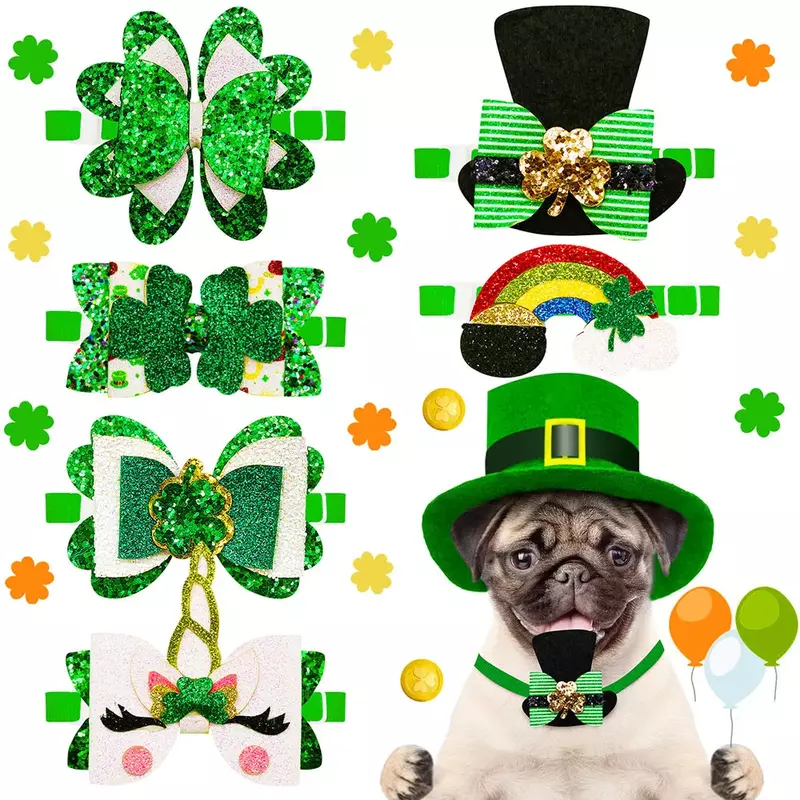 Nowe 30 szt. Psie muszki dla dla małych psów kota św. Patryk krawaty zielone modne psie akcesoria do pielęgnacji dla psów Samll