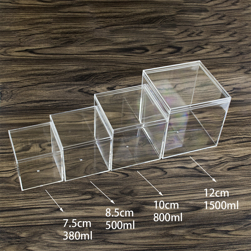 Caixa de plástico transparente quadrada, Caixa de Embalagem de Jóias, Organizador com tampa, Mini Doces, Lodo, Cristal