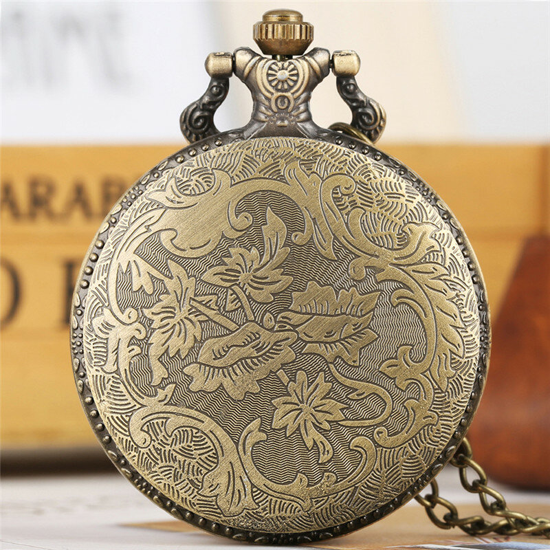 Estilo bronze relógios papai noel design árabe número unisex analógico relógio de bolso de quartzo colar camisola corrente presente de natal relógio