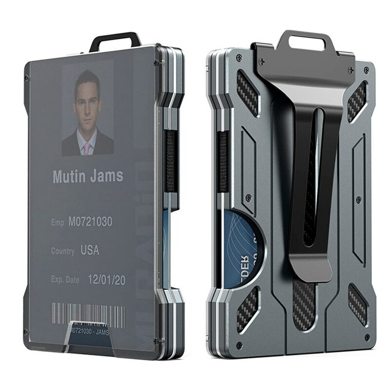 Portafoglio per uomo porta carte da esterno pratico Tactical Magsafe alluminio Fashion Mini Smart Magic Wallet contiene 15 carte