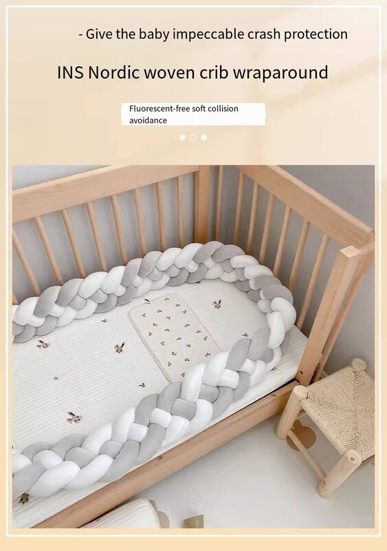 Parachoques de cuna de bebé, circunferencia de cama para recién nacidos, trenzada, accesorios de cama, rieles de cama de seguridad para niños