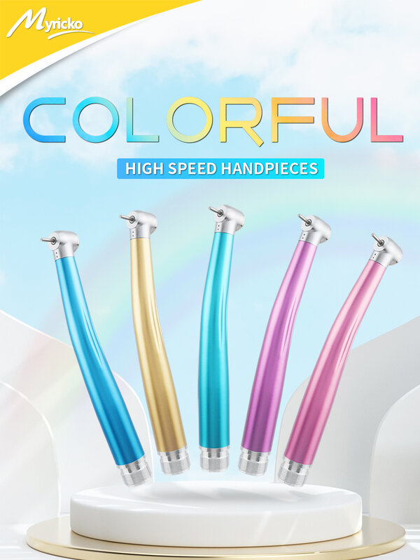 Handpiece gigi warna-warni kecepatan tinggi, Dental ujung turbin rotasi tinggi bantalan keramik 2/4 lubang, alat kedokteran gigi produk dokter gigi