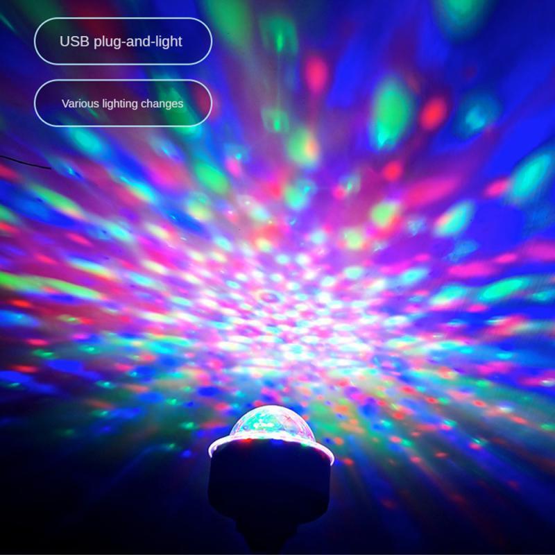 6W LED Projection Light Laser USB lampadina luce colorata controllata dal suono Mini Ball Light Bulb Crystal Bounce Light