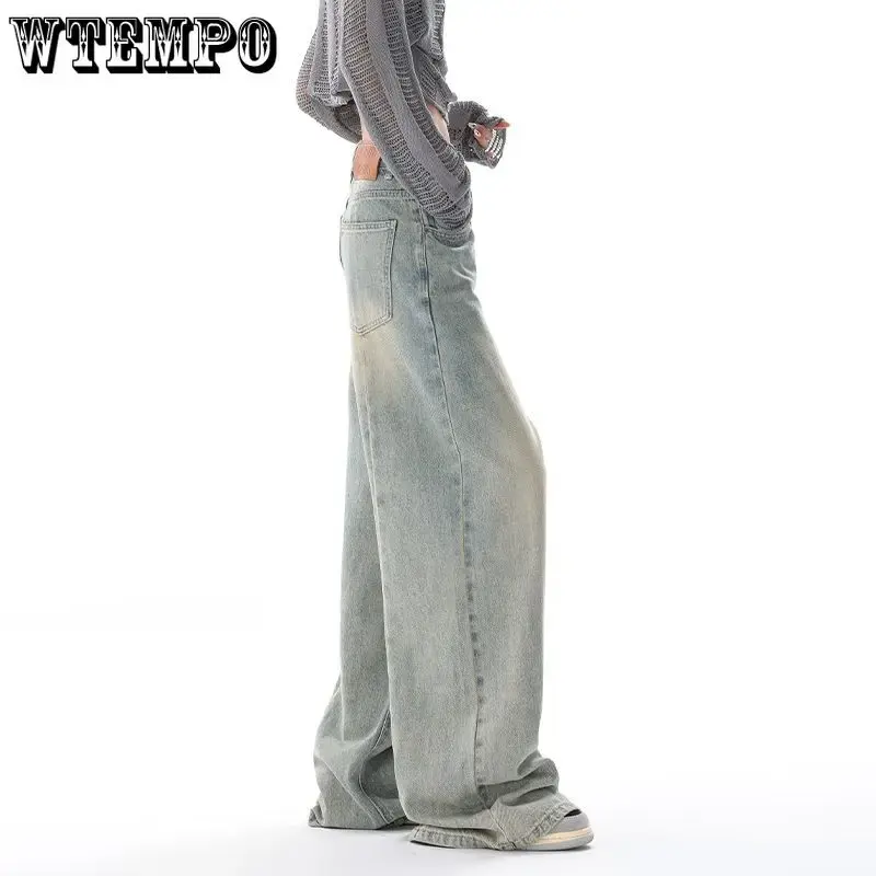 Длинные мешковатые джинсы, женские джинсы с завышенной талией, джинсовые брюки с широкими штанинами, свободные синие брюки, Повседневная Уличная одежда в Корейском стиле Y2K