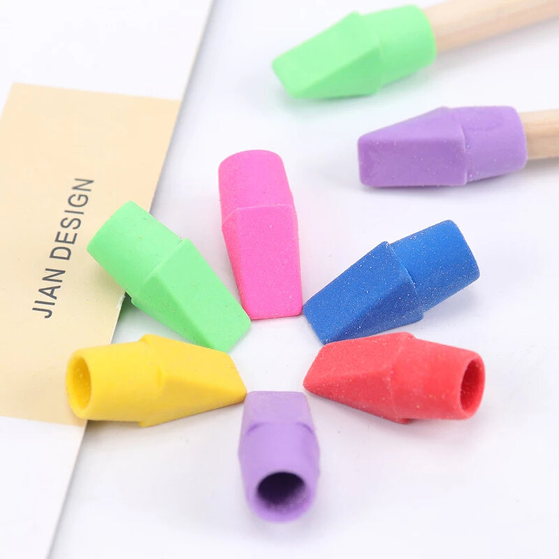 Correction Supplies for Kids Assorted Colors Student Pencil Erasers Eraser Caps Pencil Top Erasers Pencil Eraser Toppers