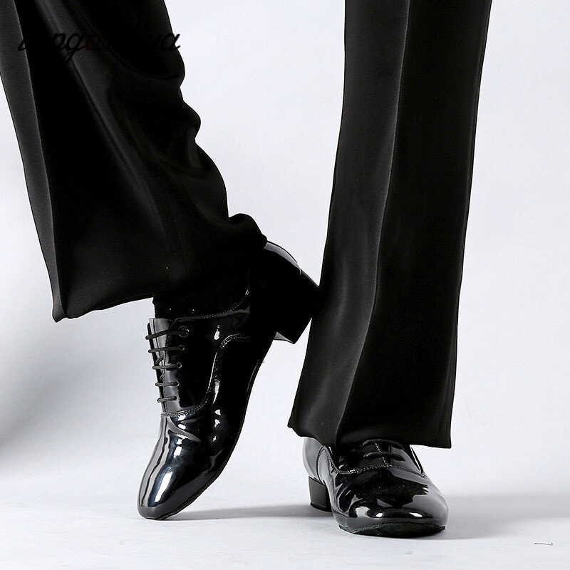 الرجال اللاتينية السالسا تانغو الرقص أحذية جلدية الحديثة قاعة الرقص أحذية الكعوب مربع 2.5 سنتيمتر الكبار الأطفال الأولاد أحذية الرقص الذكور