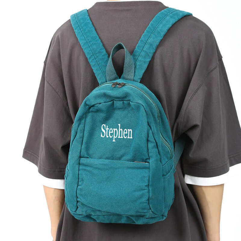 Mochila de lona para estudiantes de secundaria, mochila Retro Para estudiantes masculinos, regalo personalizado para la escuela, su nombre