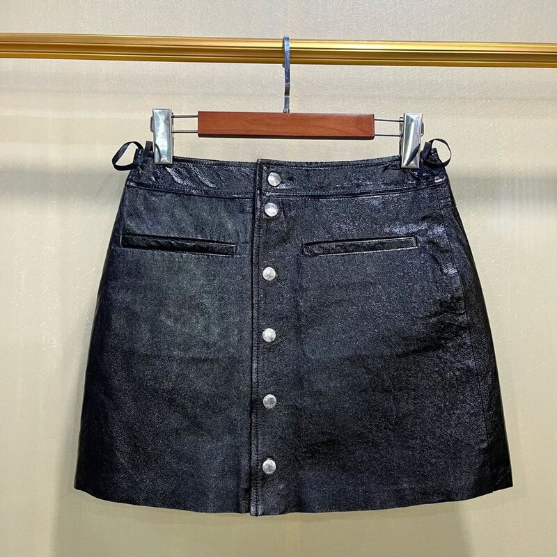 Winter And 2023 New Autumn Women's ClothingTemperament Wild A- line Short Small Leather Skirt Sexy Minimalist 1024