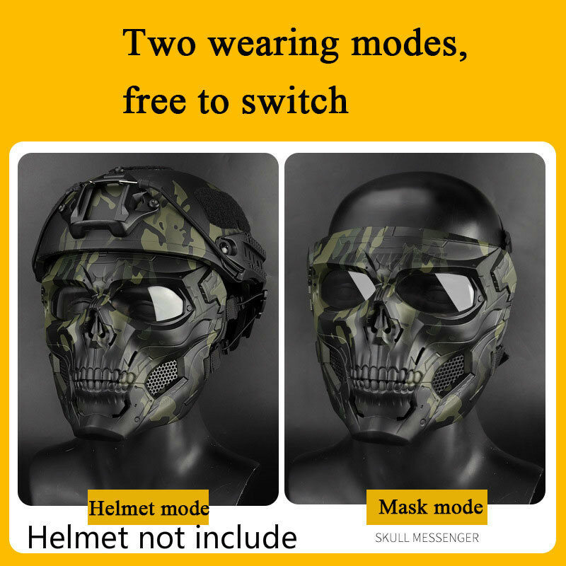 Máscaras táticas de caveira completa para homens, tiro cs, paintball, motocicleta, airsoft, ciclismo, halloween, cosplay, festa, militar