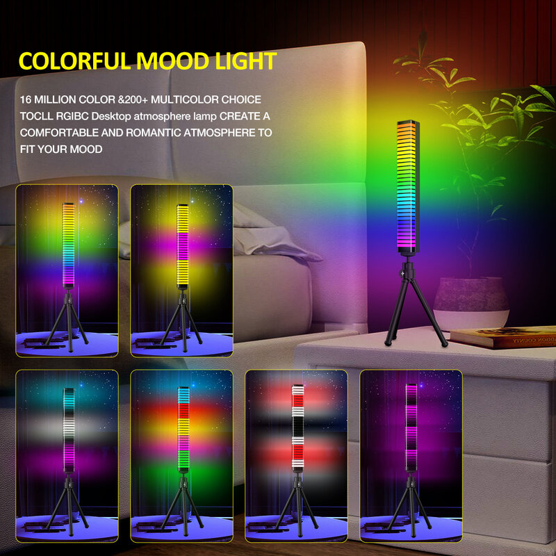 LED Light Bar Voice Control Pickup Rhythm Light Car Voice Control Light RGB Colorful Atmosphere Light Bar Decorative Light
