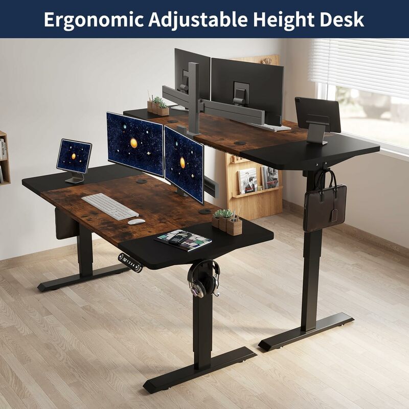 HEONAM Height Adjustable Standing Desk,63 x 30 Inch Electric Standing Desk with Memory Controller,Sit Stand Home Office Desk