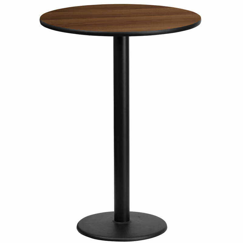 24-calowy stół Bistro z laminatu orzechowego stolik barowy pręt okrągły wysokości