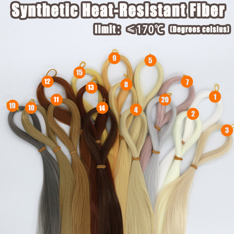 Muñeca BJD/SD de fibra de nailon sintética resistente al calor para peluquería, 1/3, 1/4, 1/6, 1/12, muñeco tejido a mano, pelo modificado para injerto