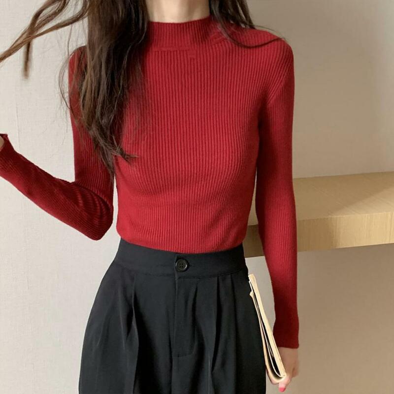 Women Sweater Turtleneck Women Pullover Sweater Basic Casual Slim Stretch Soft Ribbed Knitted Top Woman Sweaters Streetwear