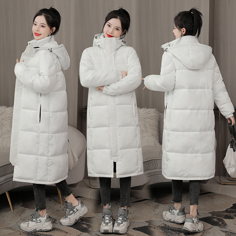 Jaqueta de algodão de baixo longo feminino, terno quente espesso, Parkas soltas espessadas, acima do joelho, nova, outono e inverno, 2022