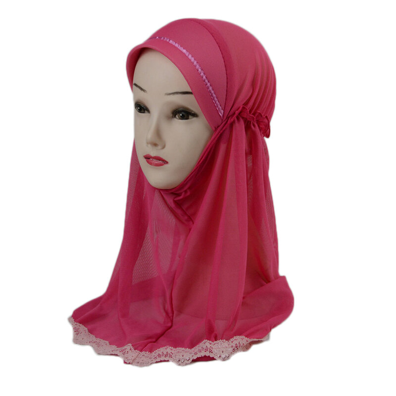 2-6 lat dzieci dziewczynki siatka Instant hidżab Turban muzułmański pełne etui szalik na głowę jeden kawałek Amira islamskie nakrycia głowy szale czapka czapka czapka