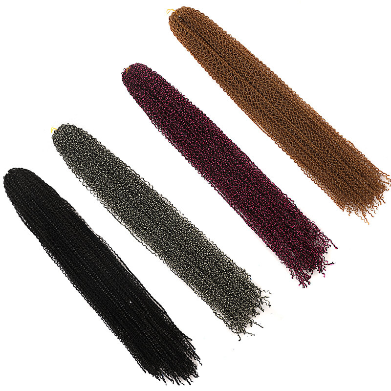 Zizi Box Braids Extensions de cheveux synthétiques pour femmes russes, Tresses bouclées au crochet, Violet, Noir, Rose, Bleu, Rouge, 24 po de long