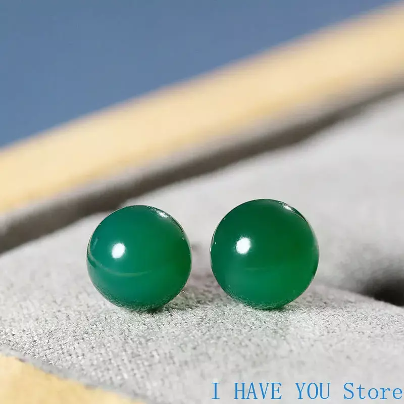 Натуральные нефритовые серьги-гвоздики Bingyang, зеленые круглые нефритовые серьги-гвоздики для ногтей, подарки маме для предотвращения аллергии, серьги для женщин