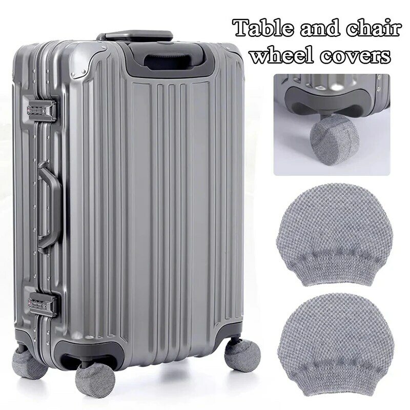 4pcs/set Knitted Luggage Wheel Cover Universal Multifunction Table Chair Leg Protector Solid Color Suitcase Roller Dustproof Cap