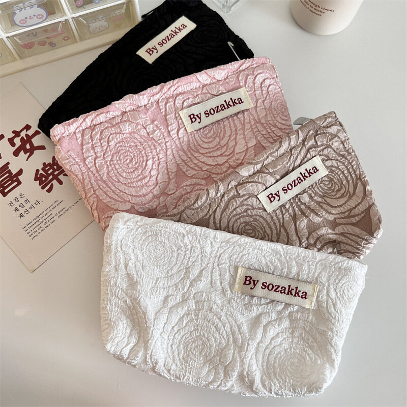 한국 패션 꽃 여행 화장품 보관 가방, 귀여운 지갑, 여성 메이크업 키트 핸드백, 전화 필통 정리 파우치 가방