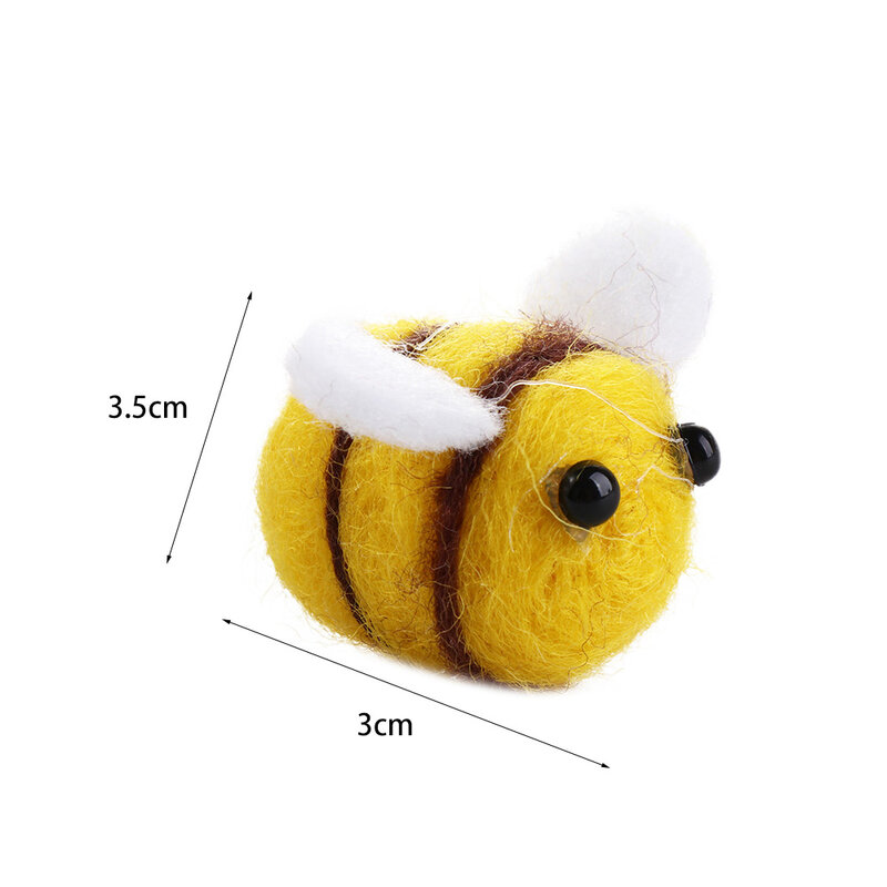 10Pcs Kawaii Wool Felt Honeybee Plush Animals Wool Felt Doll DIY Bag Pendant Miniature Bee
