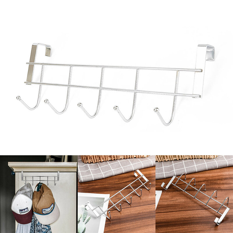 Stainless Steel 5 Hooks Hanging Cabinet Doors On The Door Hanging Clothes, Tools, Bags, Etc Kitchen Storage Tools