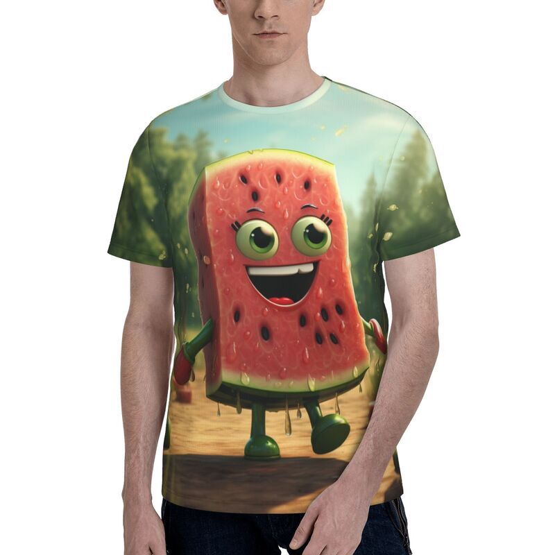 Herren T-Shirt Mode Sommerkleid ung personal isierte Wassermelone 3D-Druck Top große Straße Freizeit Sport Pullover y2k