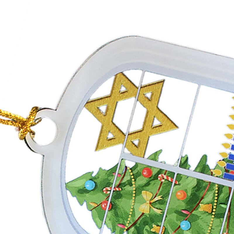 1 Piece Personalized Hanukkah Ornament As Shown Acrylic For Tree, In This House We Celebrate Love Menorah Ornament