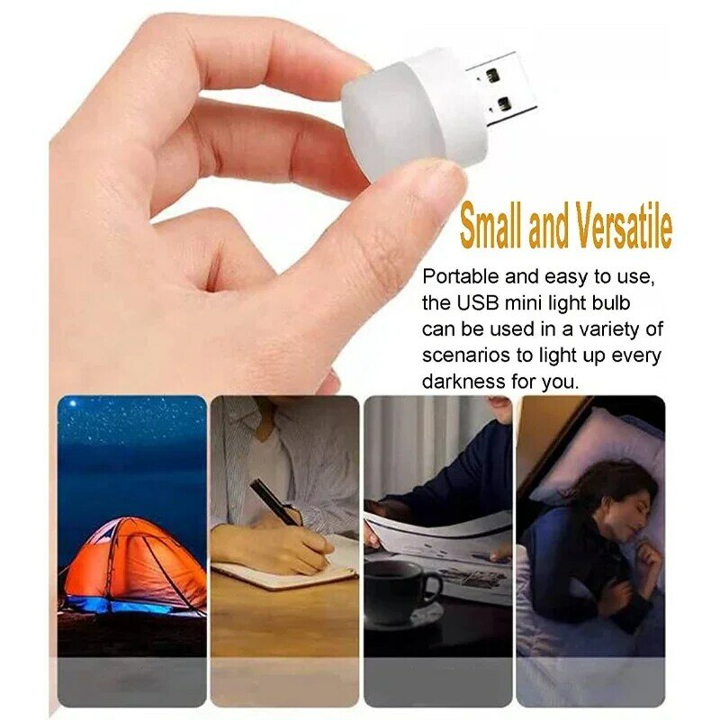Mini LED Night Light USB Plug Lamp Computer Power Bank Charging USB Book Lights Round Reading Eye Protection Lamps