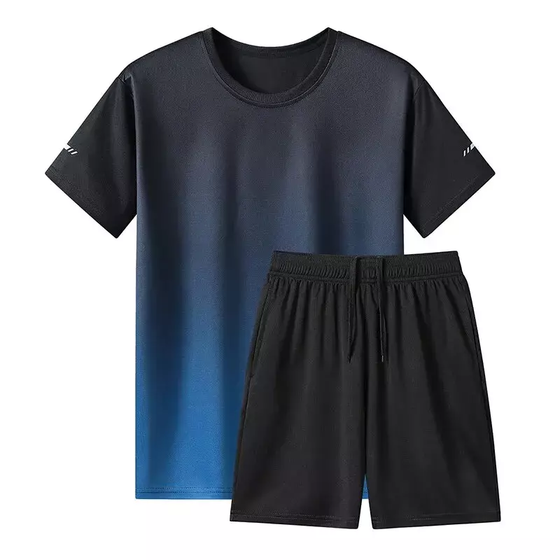 Unisex Quick Dry 2 Piece Outfits Casual Tracksuit Shorts Men 2024 Summer New Sweatsuit Oversize Short Sleeve Sport Set