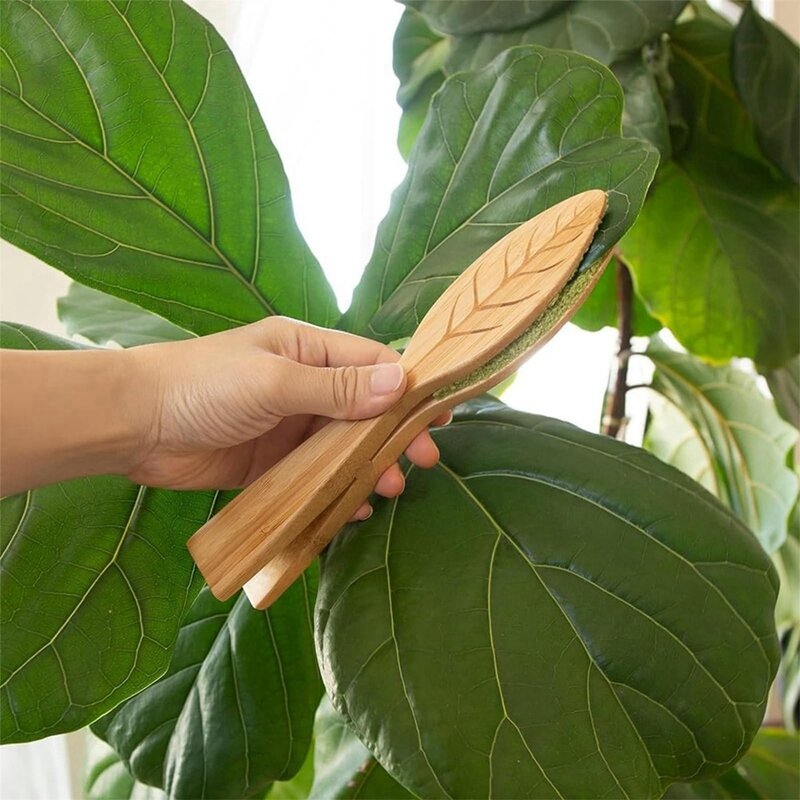 木製ハンドル付きリーフクリーニングトング,植物の葉の形をしたトング,クリーニングツール,使いやすい