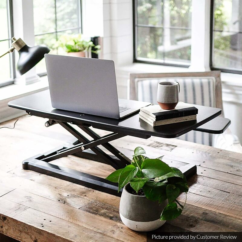 Elétrica Standing Desk Converter, Mesa em altura ajustável, Monitores e Laptops, Preto, 36 "Wide