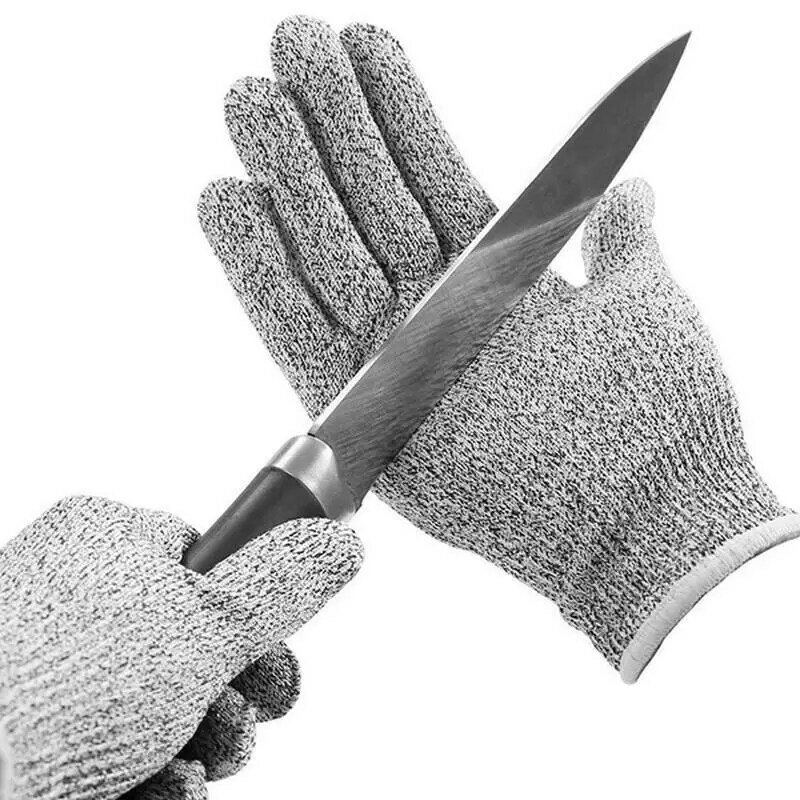 5 Level HPPE Safety Cut-Resistant Gloves Anti Cut Proof Grey Anti-Cut Level Work Garden Butcher Gardening Handguard Kitchen Tool